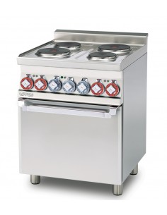 Professional Electric Range - N. 4 Round Burners - Electric Oven - cm 60 x 60 x 90 h