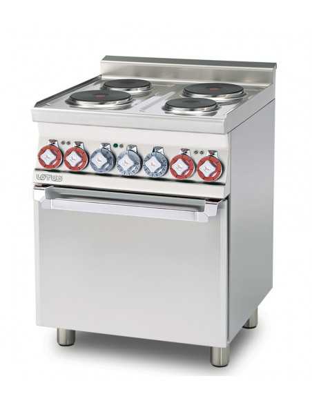 Cocina eléctrica profesional - N. 4 placas redondas - Horno eléctrico - cm 60 x 60 x 90 h