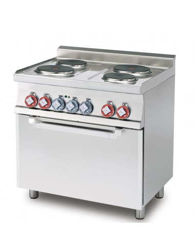 Cocina eléctrica - N. 4 placas redondas - horno eléctrico - cm 80 x 60 x 90 h
