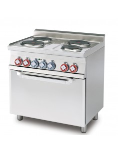 Professional Electric Range - N. 4 Round Burners - Electric Grill Oven - cm 80 x 60 x 90 h