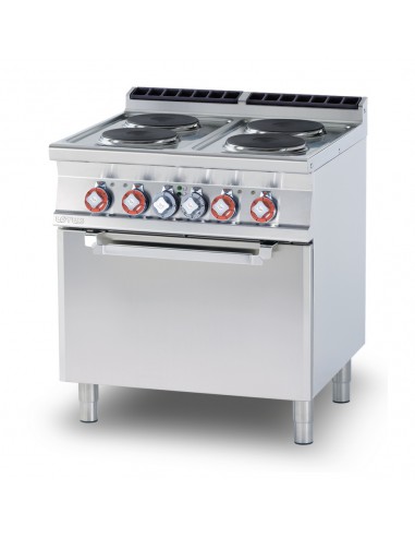 Cocina eléctrica - N. 4 placas redondas - horno eléctrico ventilado - cm 80 x 90 x 90 h