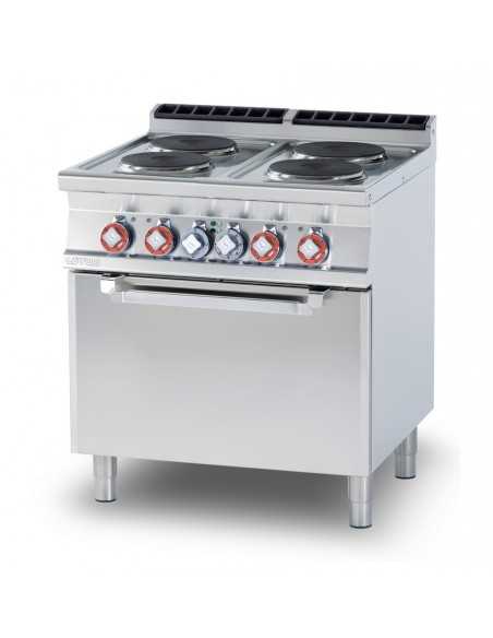 Professional electric range with 4 round burners - Electric convection oven - cm 80 x 90 x 90 h
