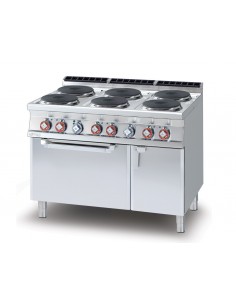 Electric kitchen Professional model with 6 round plates - Electric convection oven - cm 120 x 90 x 90 h