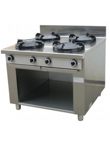 Cucina cinese gas - N. 4 fuochi - cm 100 x 100 x 85 h