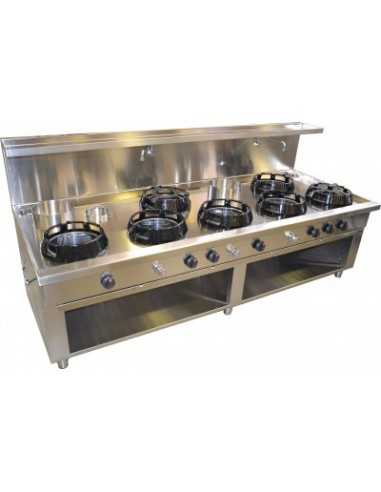 Cucina cinese gas - N. 7 fuochi - cm 200 x 100 x 85 h