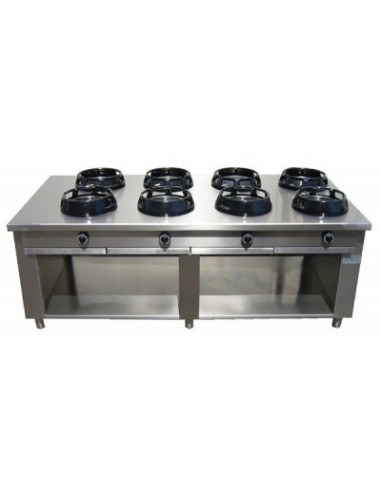 Chinese gas cooker - N°8 fires - cm 200 x 100 x 85 h