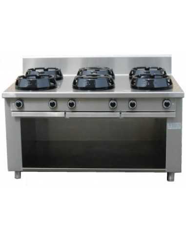 Cucina cinese gas - N. 6 fuochi - cm 150 x 100 x 85 h