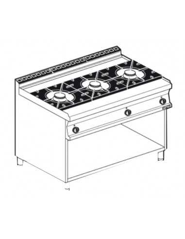 Cocina de gas - N. 2 incendios - cm 120 x 70,5 x 90 h