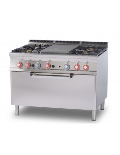 Cucina a gas - N. 4 Fuochi + Tutta piastra - Forno a gas...