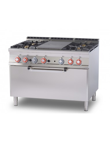 Gas cooker - N. 4 Cookers + Whole plate - Static gas oven -  cm 120 x 90 x 90 h