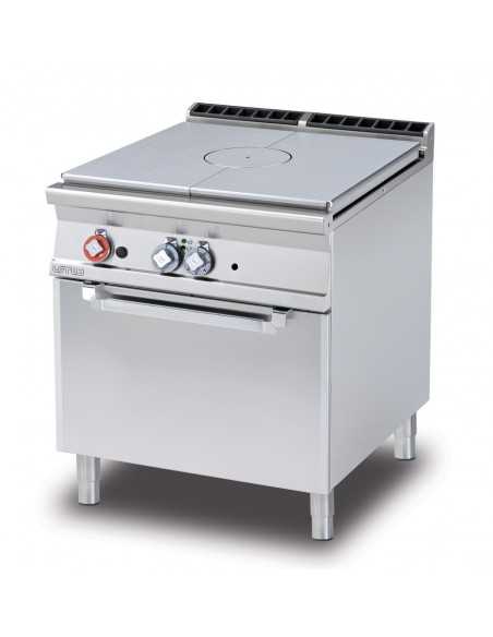 Cocina profesional de gas - Placa - Horno eléctrico con ventilación - cm 80 x 90 x 90 h