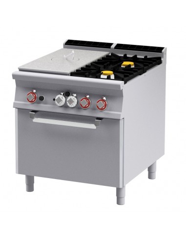 Cocina de gas - N. 2 quemadores + Todo el plato - horno eléctrico ventilado - cm 80 x 90 x 90 h