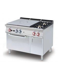 Professional gas stove with 2 burners + full-size cooktop - Ventilated electric oven - cm 120 x 90 x 90 h
