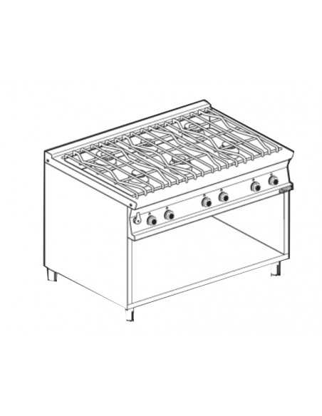 Cucina ad acqua - N. 6 fuochi - cm 120 x 70,5 x 90 h