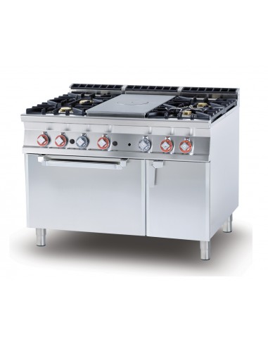 Cocina de gas - Placa + 4 fuegos - horno eléctrico ventilado - cm 120 x 90 x 90 h