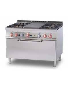 Professional gas range with 4 burners + full-size griddle - Static electric oven - cm 120 x 90 x 90 h