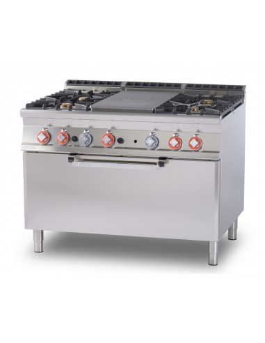 Cocina de gas - N. 4 Cocinas + Placa entera - horno eléctrico estatico - cm 120 x 90 x 90 h