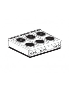 Professional Electric Cooktop - N° 6 burners - cm 120 x 90 x 28 h