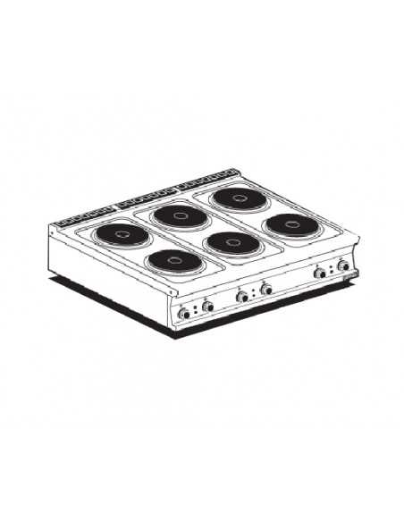 Professional Electric Cooktop - N° 6 burners - cm 120 x 90 x 28 h