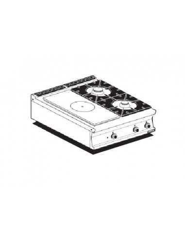 Gas cooker - N. 2 fires + All plate - cm 80 x 90 x 28 h