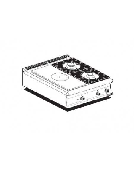 Gas cooker - N. 2 fires + All plate - cm 80 x 90 x 28 h