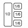 Combinazione : Cestelli n. 3 x 1/6  cm 14 x 10 x 20 h + n. 1 x 1/2 - cm 14 x 32 x 20 h