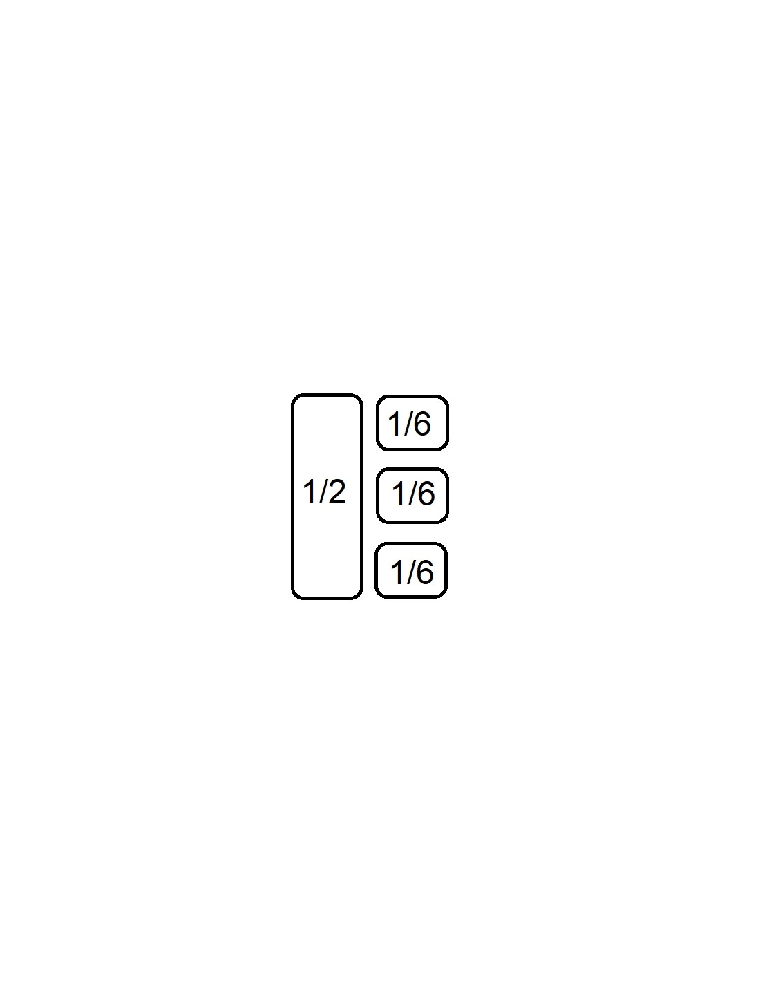 Combinazione : Cestelli n. 3 x 1/6  cm 14 x 10 x 20 h + n. 1 x 1/2 - cm 14 x 32 x 20 h