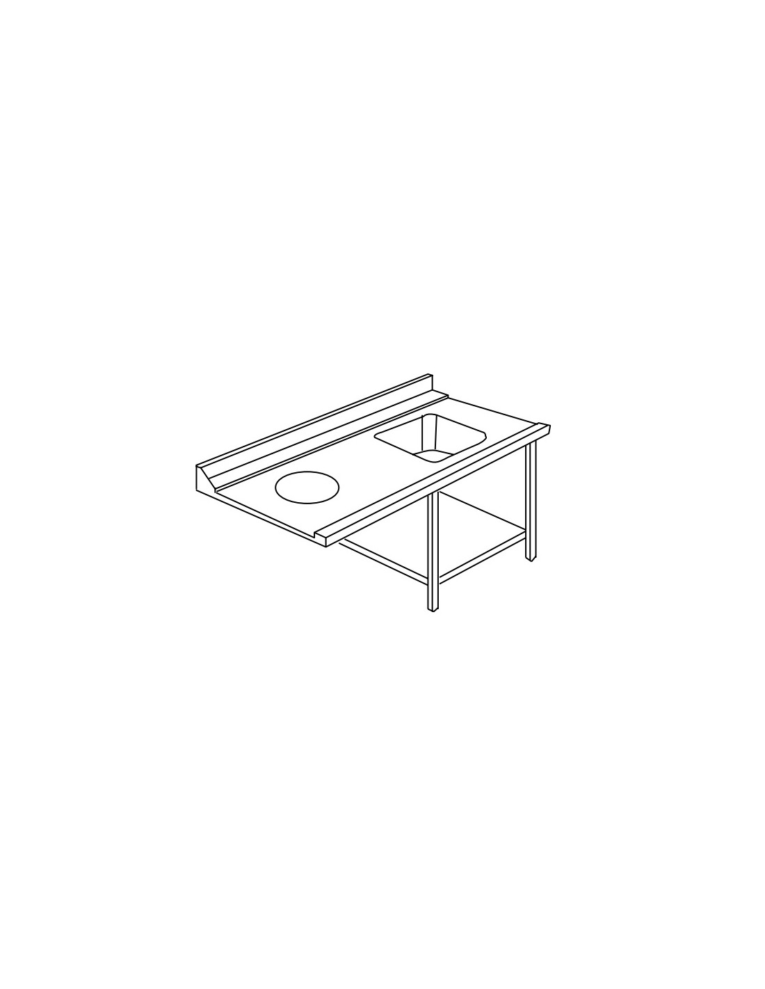 Mesa de entrada cm 121 x 78 orificio de clasificación derecho