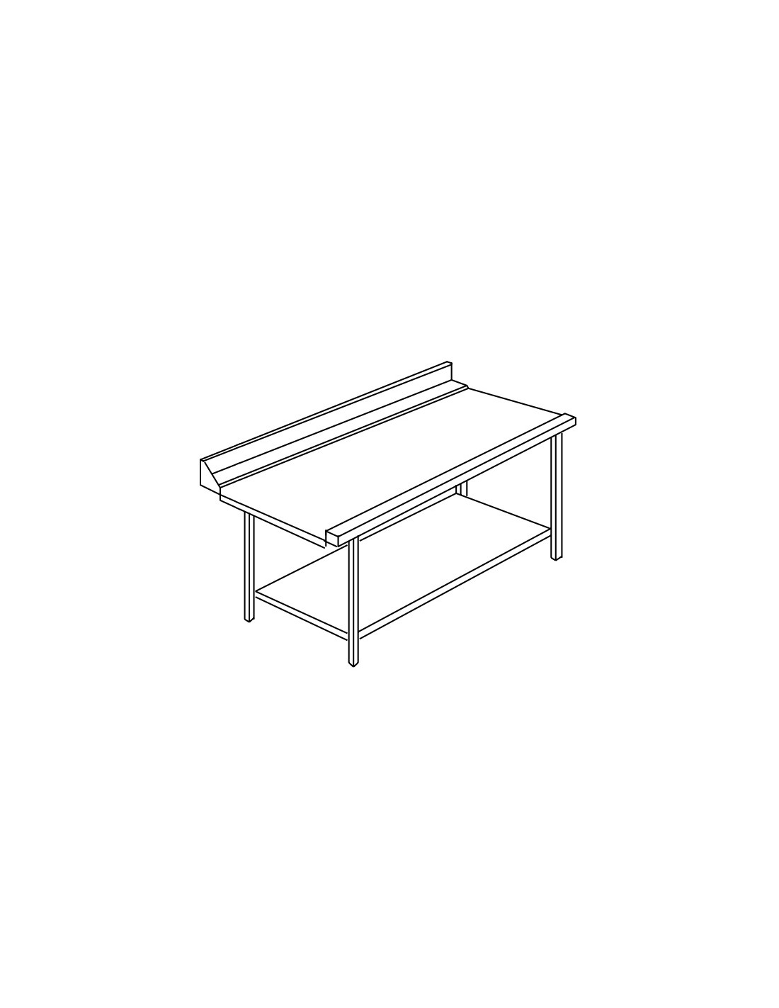 Exit table with upstand cm 81 x 64 right