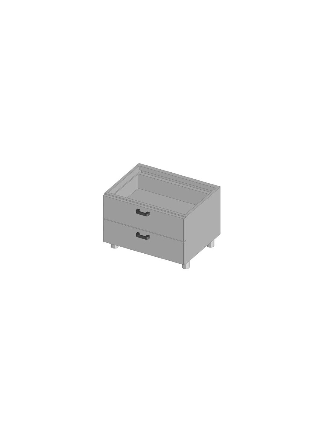 Base with drawers - N°2 drawers GN 2/1 - 4 GN 1/1 h 15 - Plastic - Dimensions cm 80 x 61.5 x 60h