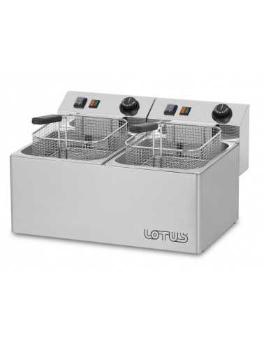 Freidora eléctrica - Capacidad  lt 7+7 –- cm 54 x 42 x 30 h