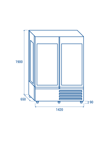 Vitrina refrigerada - Capacidad 970 Lt- cm 142...
