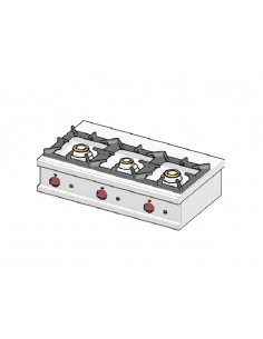 Cocina profesional de 3 fogones - A gas - cm 105 x 60 x 25 h