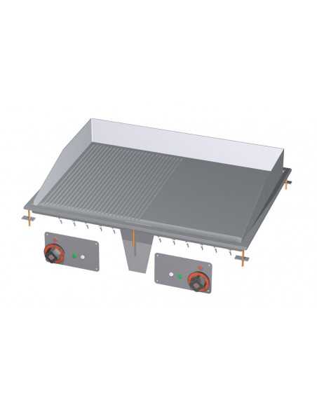 Professional Electric Fry Top - 1-/, 2 smooth, 1-/, 2 ribbed - cm 80 x 60 x 22 h
