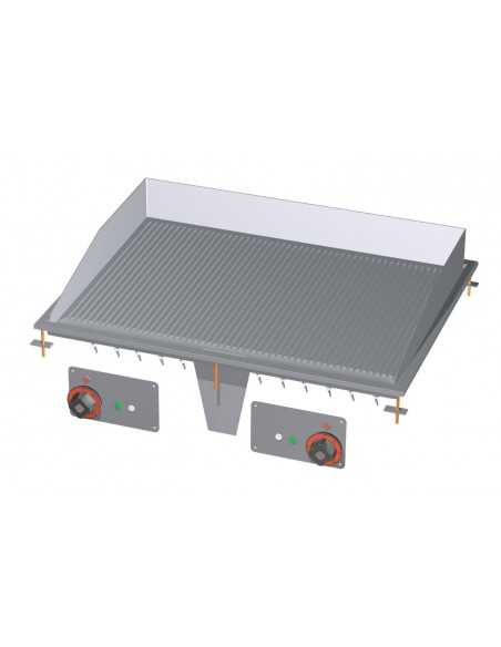 Professional Electric Fry Top - Chrome-Plated Grooved - cm 80 x 60 22 h