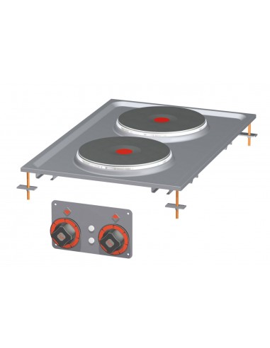 Electric cooker - No. 2 plates - Power kW 2.6 + 2.6 - Cast iron plates - Triphase - cm 40 x 60 x 5 h