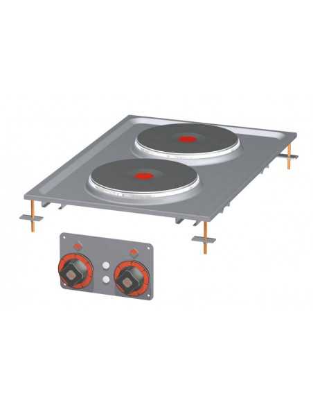Professional Electric Cooktop - N. 2 burners - cm 40 x 60 x 5 h