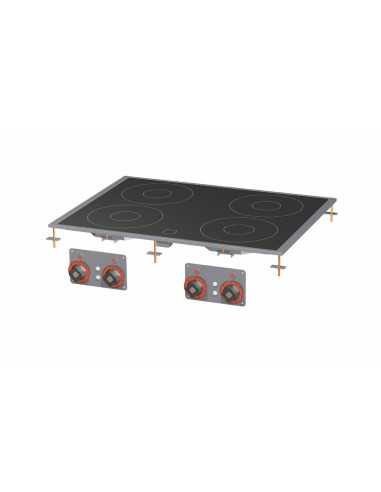 Professional glass-ceramic cooktop - N° 4 zones...