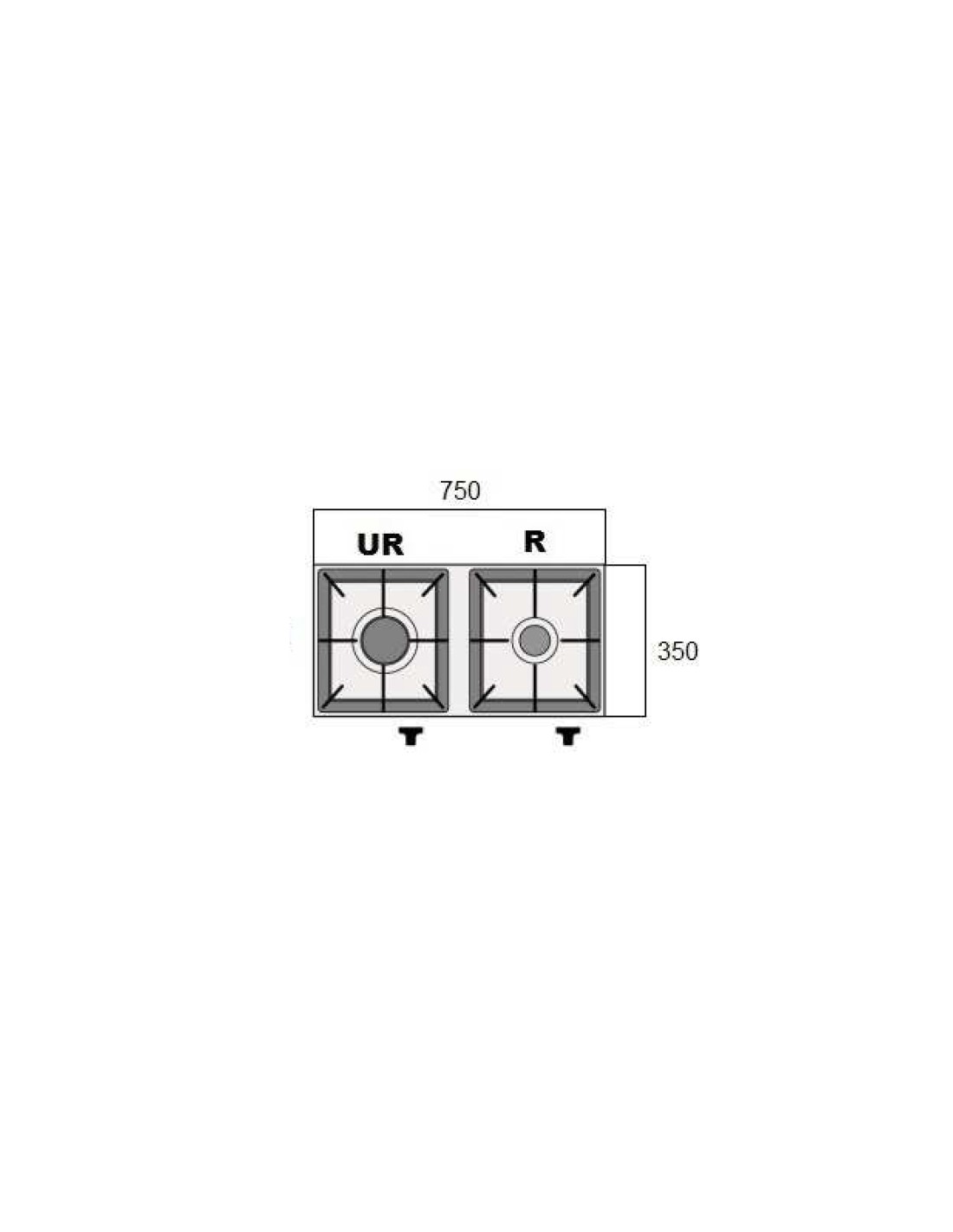 N. 1 ultra rapid burner - 6 kW - N. 1 rapid burner kW 3.5