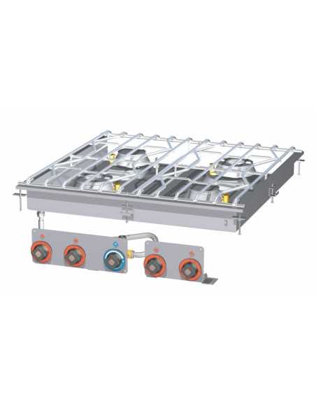 Professional water-heated cooktop - A gas - N. 2 burners - cm 80 x 80 x 12 h