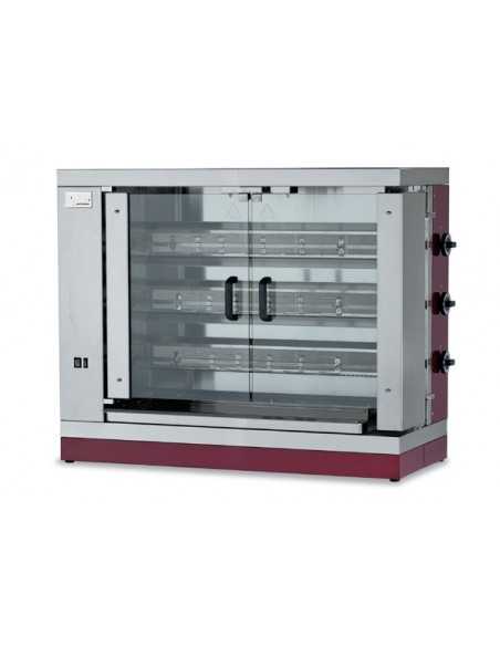 Gas rotisserie - N. 12/15 chickens - 3 rods - cm 110 x 48 x 92 h