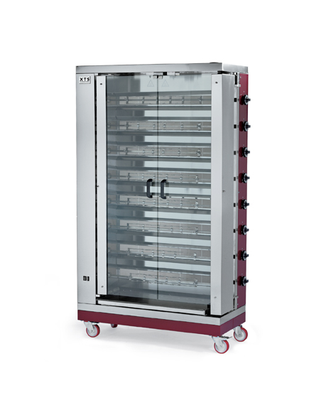Girarrosto a gas - N. 32/40 polli - 8 aste - cm 110 x 48 x 193 h
