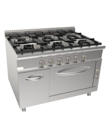 Cucina a gas - N.6 fuochi - Forno elettrico - cm 120 x 90 x 85 h