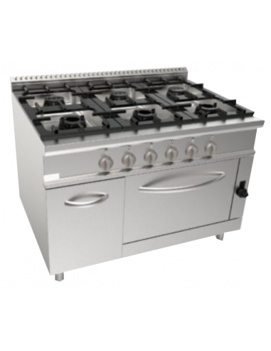 Cucina a gas - N.6 fuochi - Forno a gas - cm 120 x 90 x 85 h