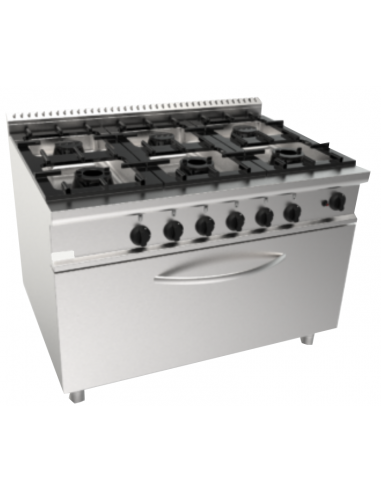 Gas cooker - N.6 fireworks - Gas oven - cm 120 x 90 x 85 h