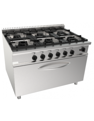 Cucina a gas - N.6 fuochi - Forno gas - cm 120 x 90 x 85 h