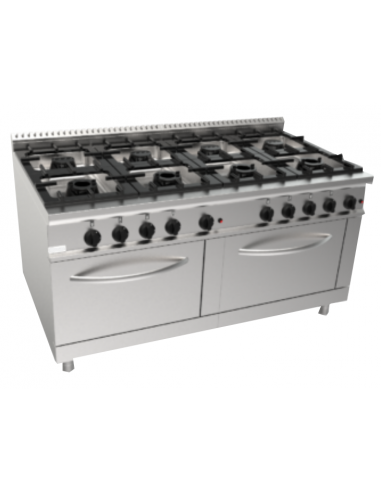 Cocina de gas - N.8 fuegos - horno eléctrico - cm 160 x 90 x 85 h