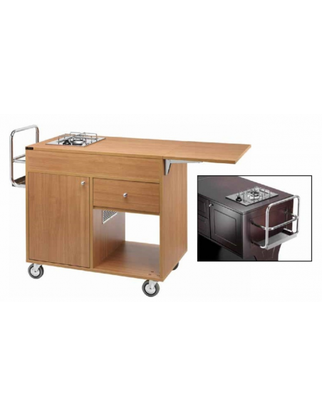 Carrello flambè - N.1 piastra - N. 1 fuoco - cm 115 x 55 x 108 h