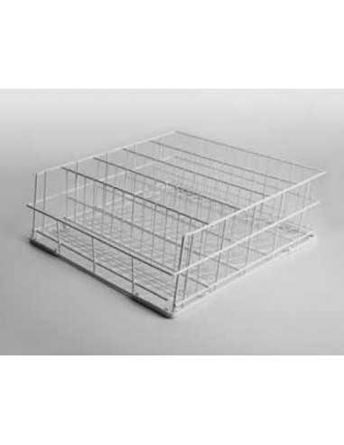 Cesto bicchieri quadrato - N°5 file con fondo inclinato - N° 14 bicchieri diam.24 - Dimensioni cm 50 x 50 x 17 h
