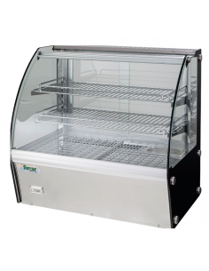 Espositore vetrina calda con 2 ripiani e vetro curvo - Cm 88 x 58 x 67 h
